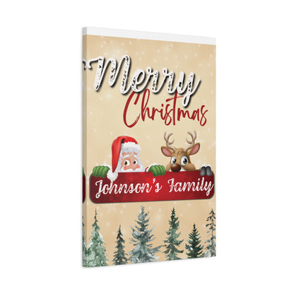 Merry Christmas Personalized Canvas - Santa & Rudolph Design