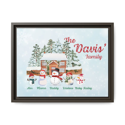 Personalized Framed Snowman Family Christmas Canvas