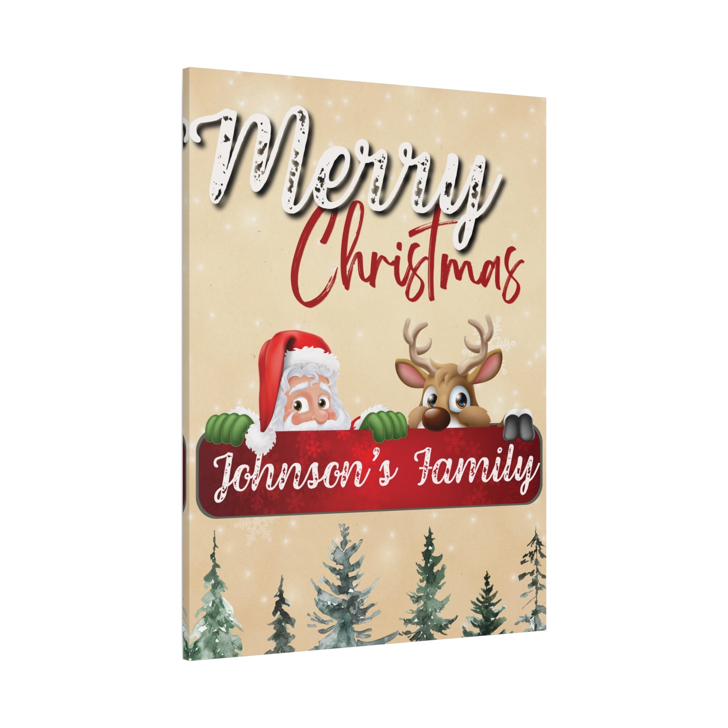 Merry Christmas Personalized Canvas - Santa & Rudolph Design