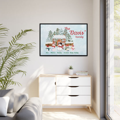 Personalized Framed Snowman Family Christmas Canvas