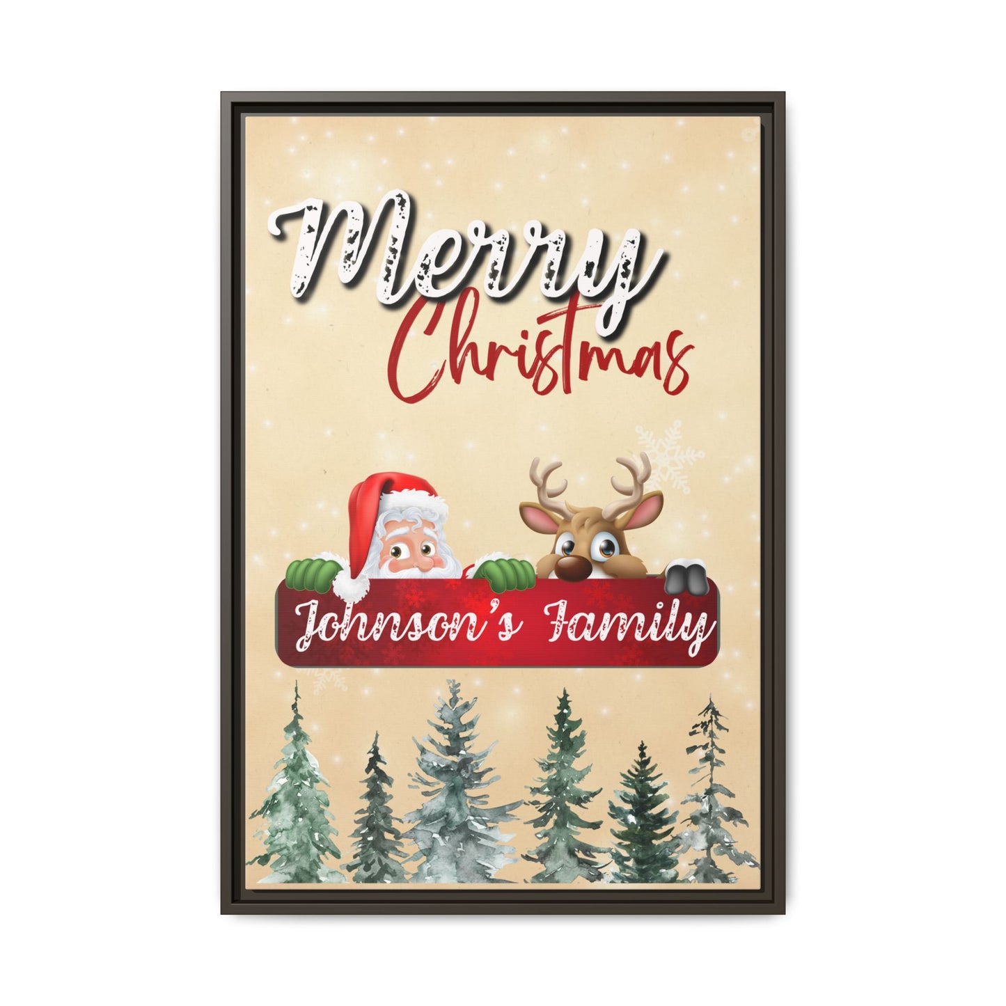 Merry Christmas Family Canvas – Personalized (Framed)