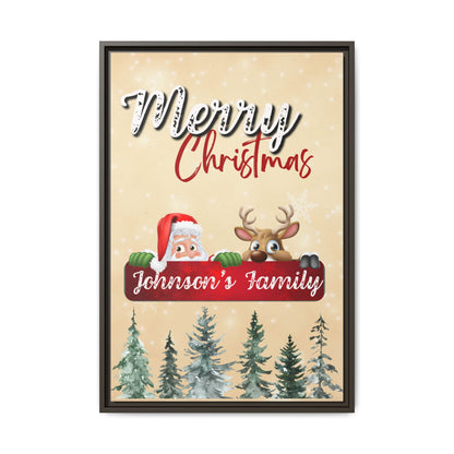 Merry Christmas Family Canvas – Personalized (Framed)