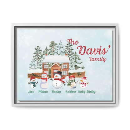 Personalized Framed Snowman Family Christmas Canvas