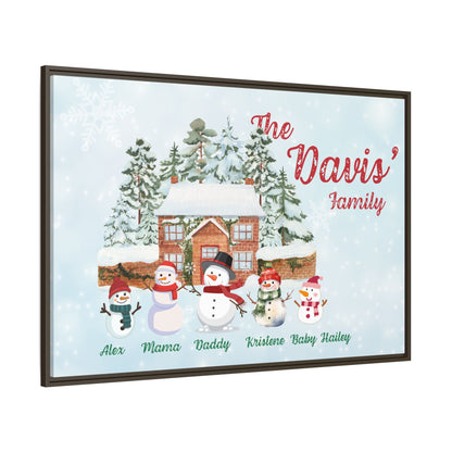 Personalized Framed Snowman Family Christmas Canvas