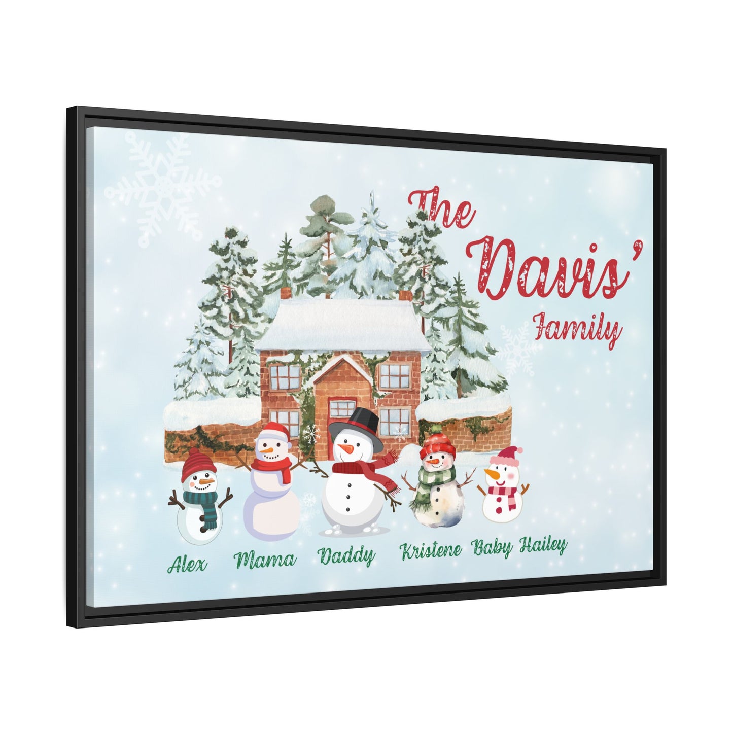 Personalized Framed Snowman Family Christmas Canvas