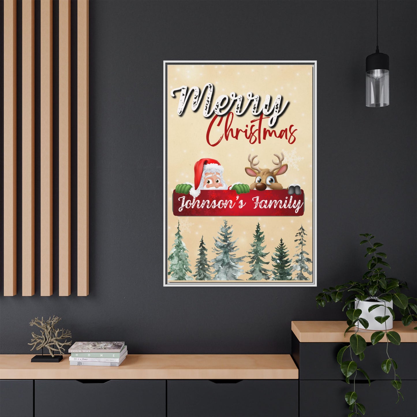 Merry Christmas Family Canvas – Personalized (Framed)