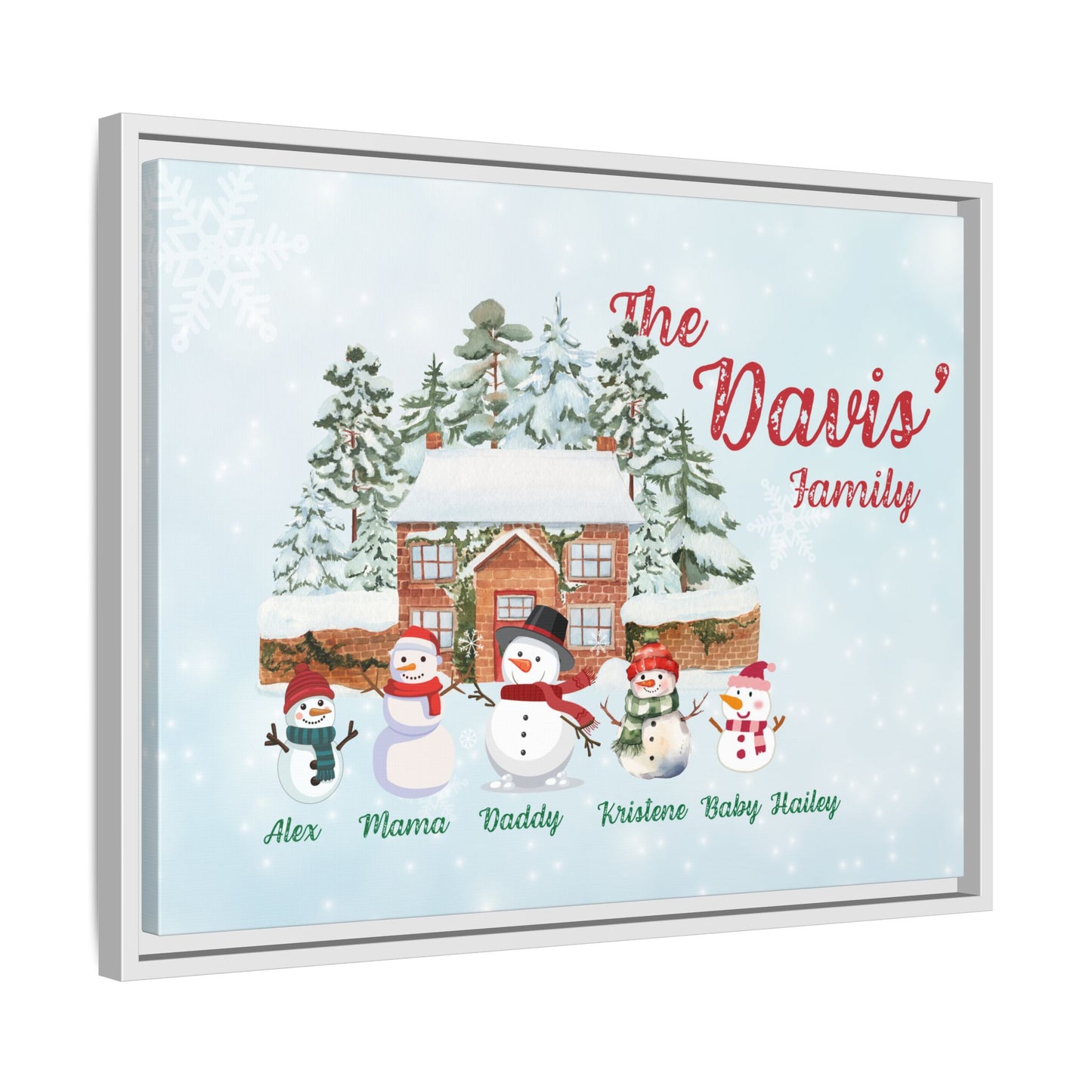 Personalized Framed Snowman Family Christmas Canvas