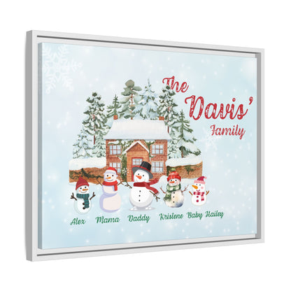 Personalized Framed Snowman Family Christmas Canvas