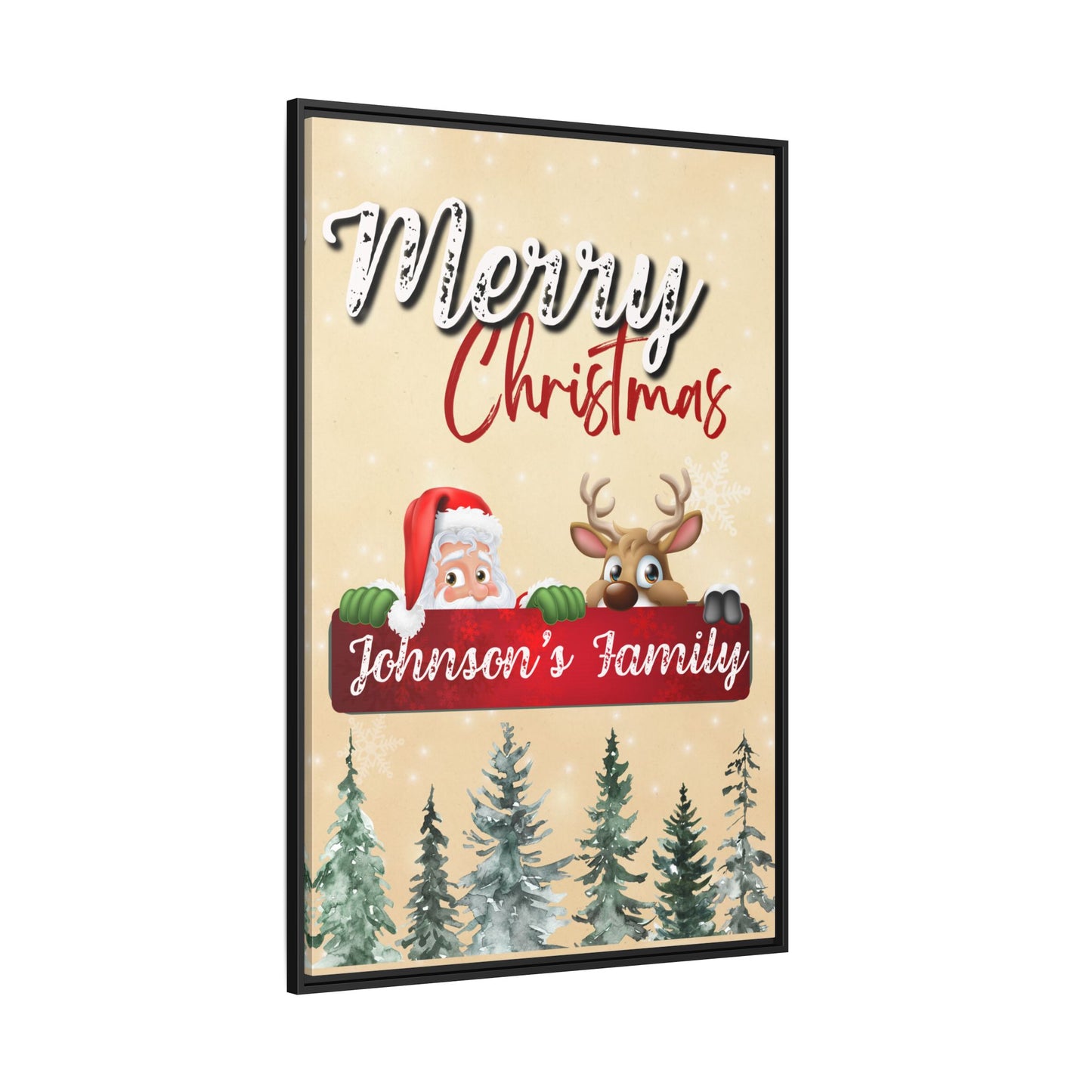 Merry Christmas Family Canvas – Personalized (Framed)