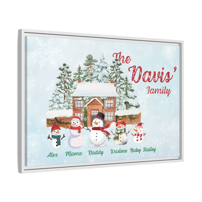 Personalized Framed Snowman Family Christmas Canvas