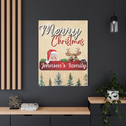 Merry Christmas Personalized Canvas - Santa & Rudolph Design